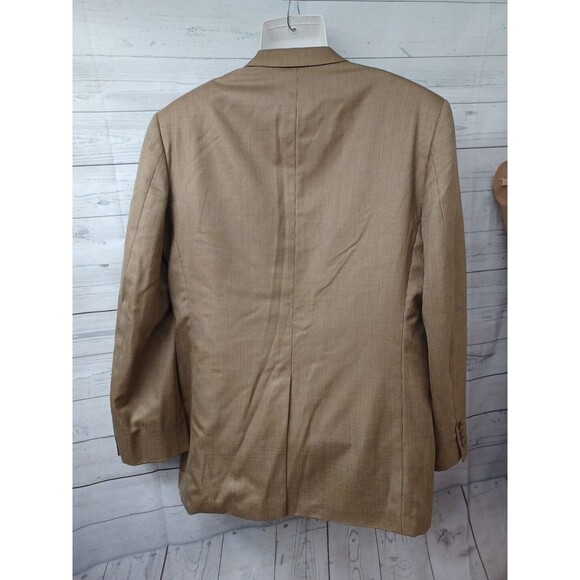Stafford Mens Blazer Jacket 42L Wool/Silk Blend Beige Tweed 2 Button - Picture 5 of 10